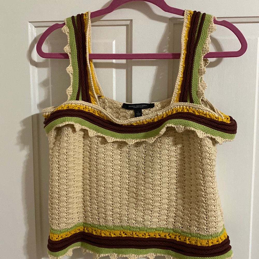 Crochet knit tank L cropped